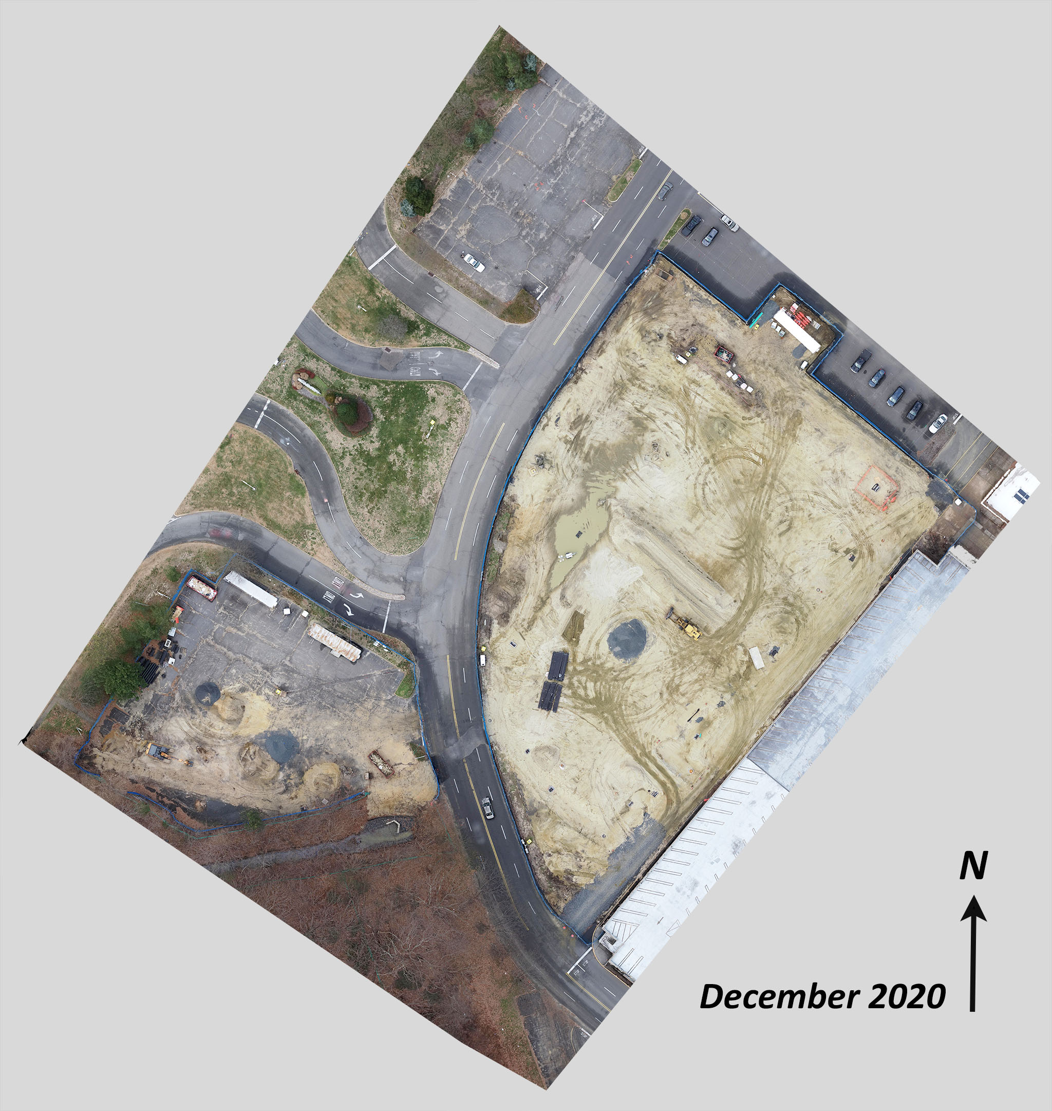 drone images showing construction progress over time